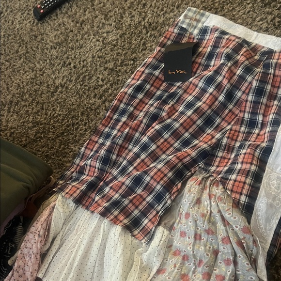 Plaid Midi Skirt - Red and Blue - Picture 1 of 1
